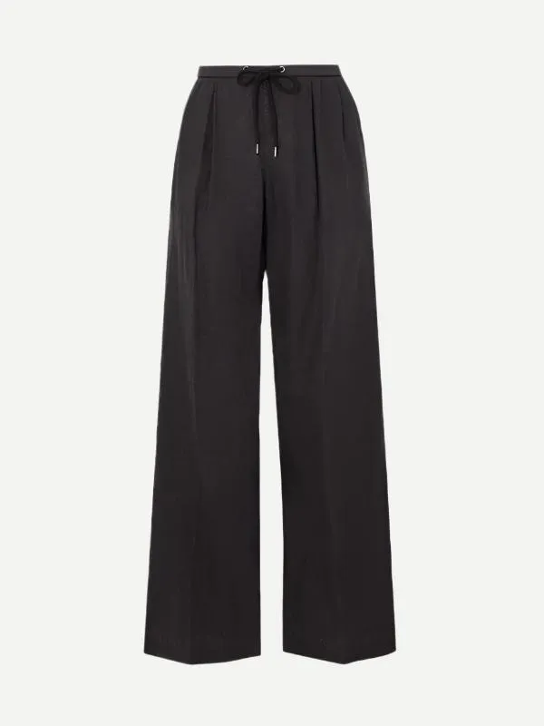 Wide Leg Linen Pant in Black