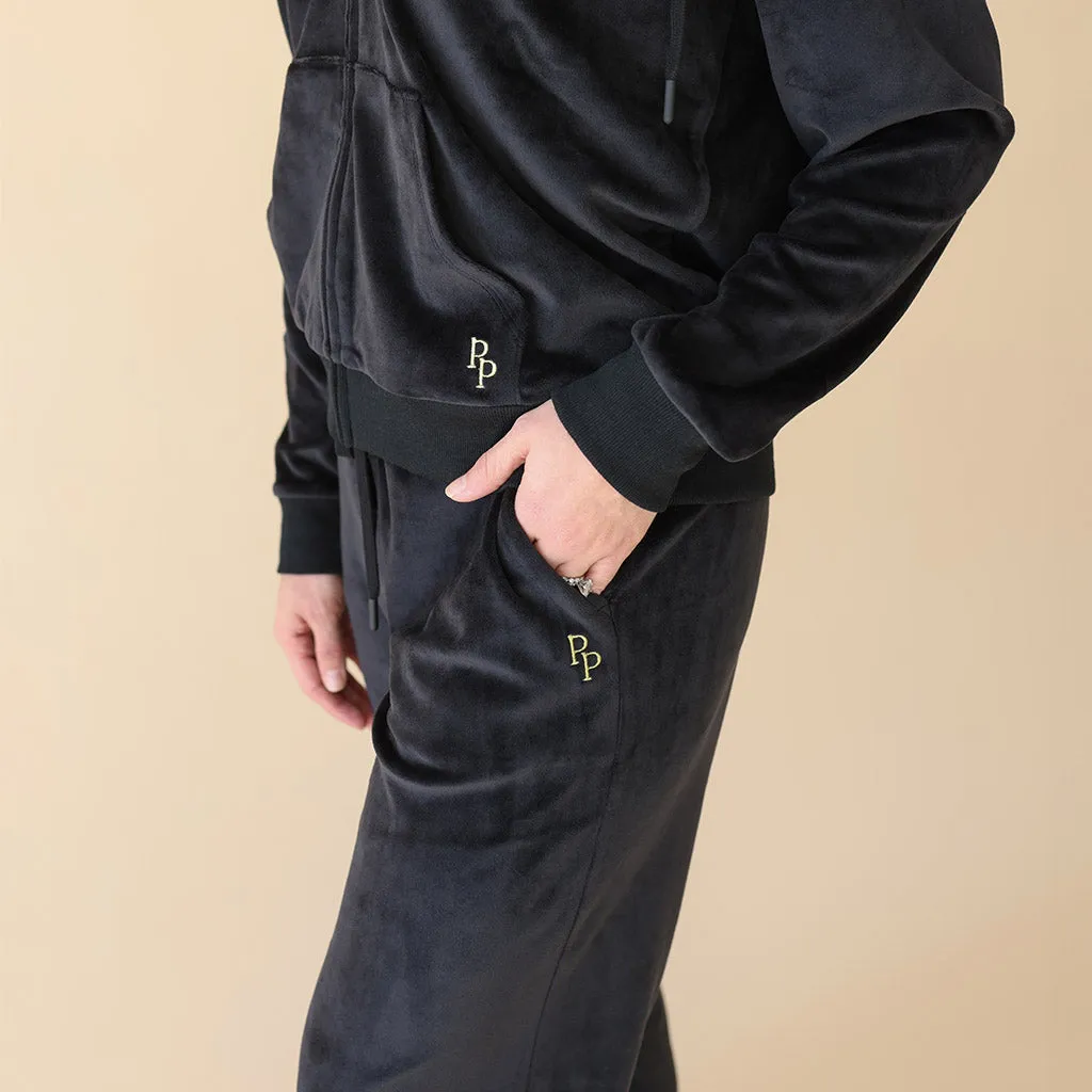 Women's Black Velour Joggers