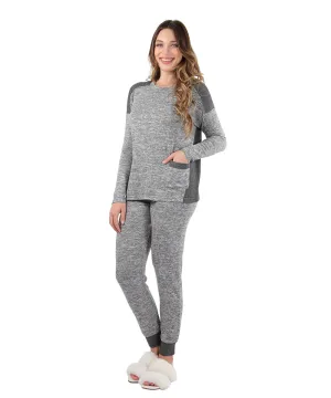 Women's Colorblock Heathered Sweater-Knit Pajama Set