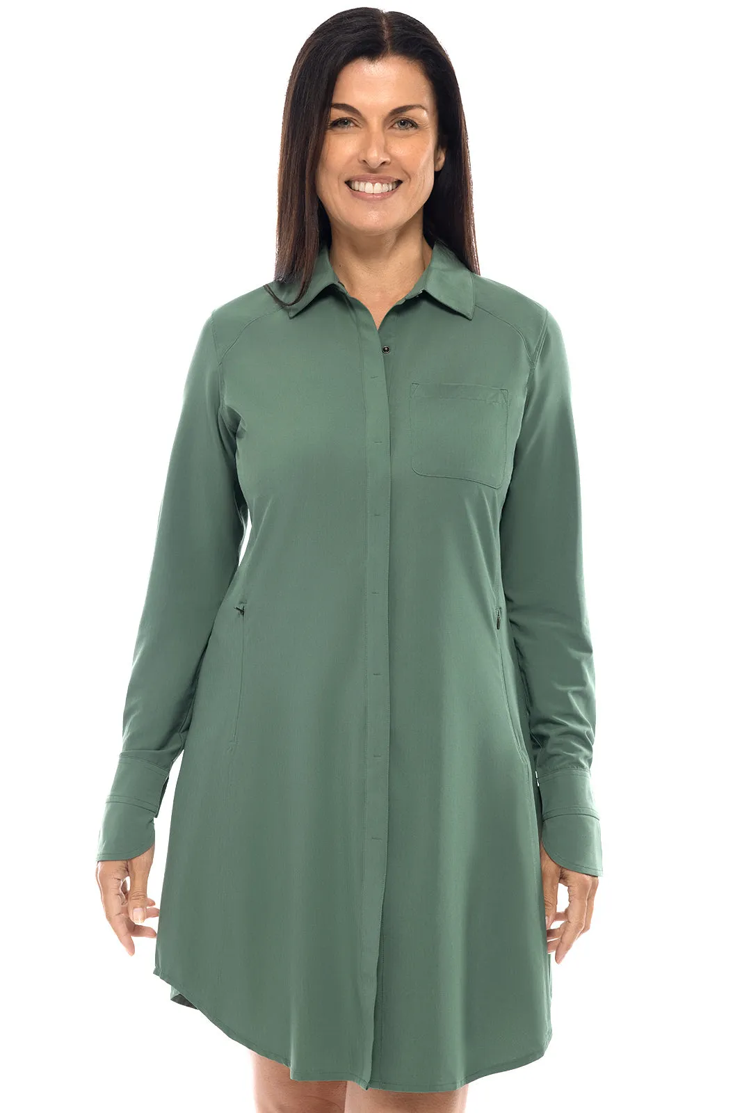 Women's Malta Travel Shirt Dress | Pine Green