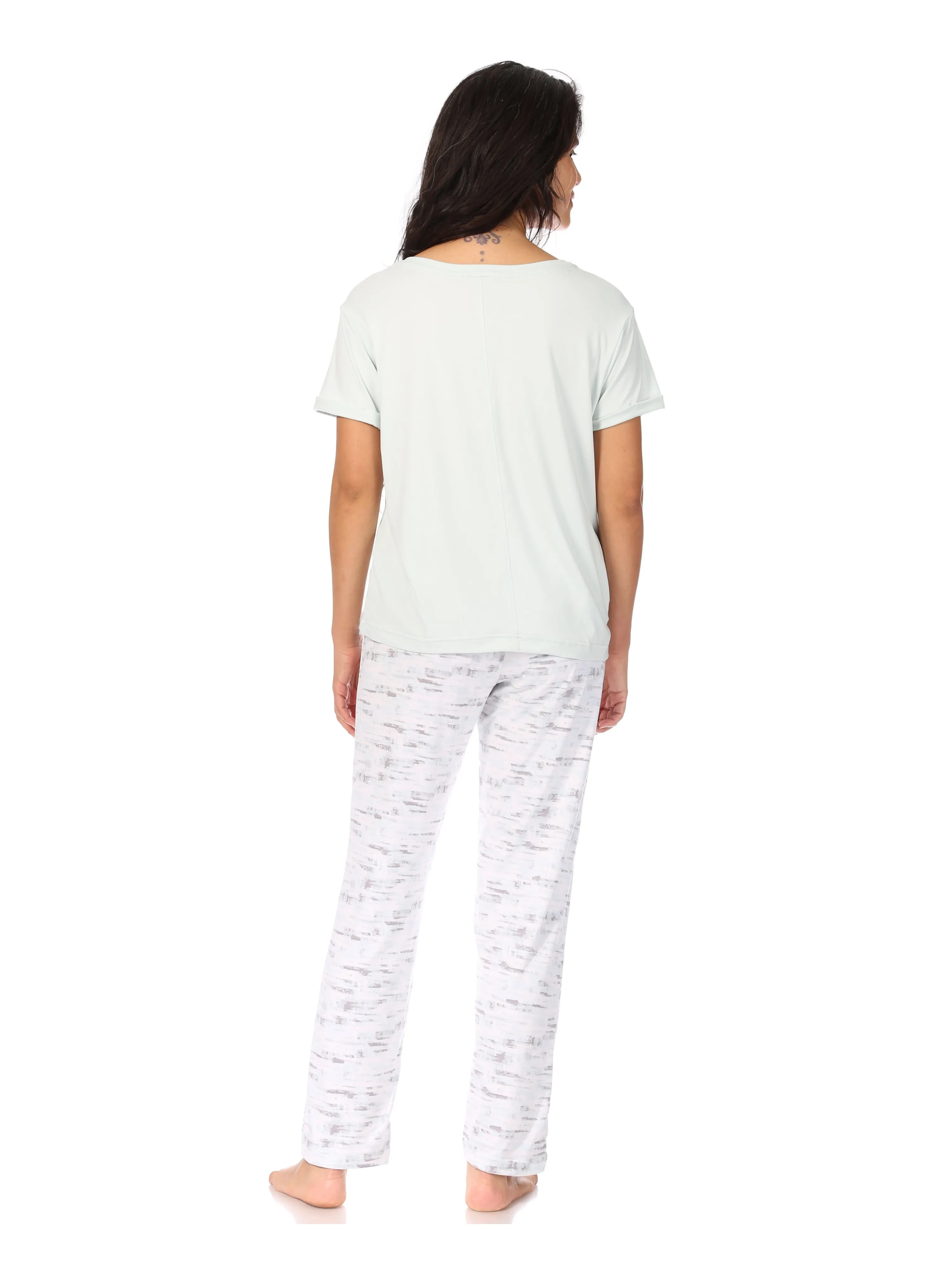 Women's "GOOD VIBES" Short Sleeve Top and Drawstring Pant Pajama Set