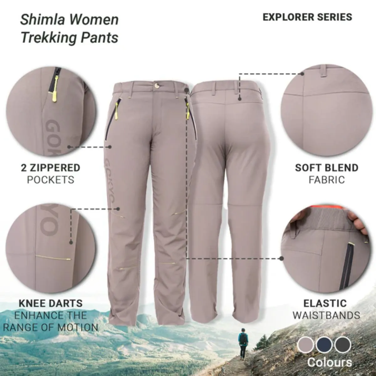 Women's Shimla Trekking Pants - Explorer Series - Fawn/Beige